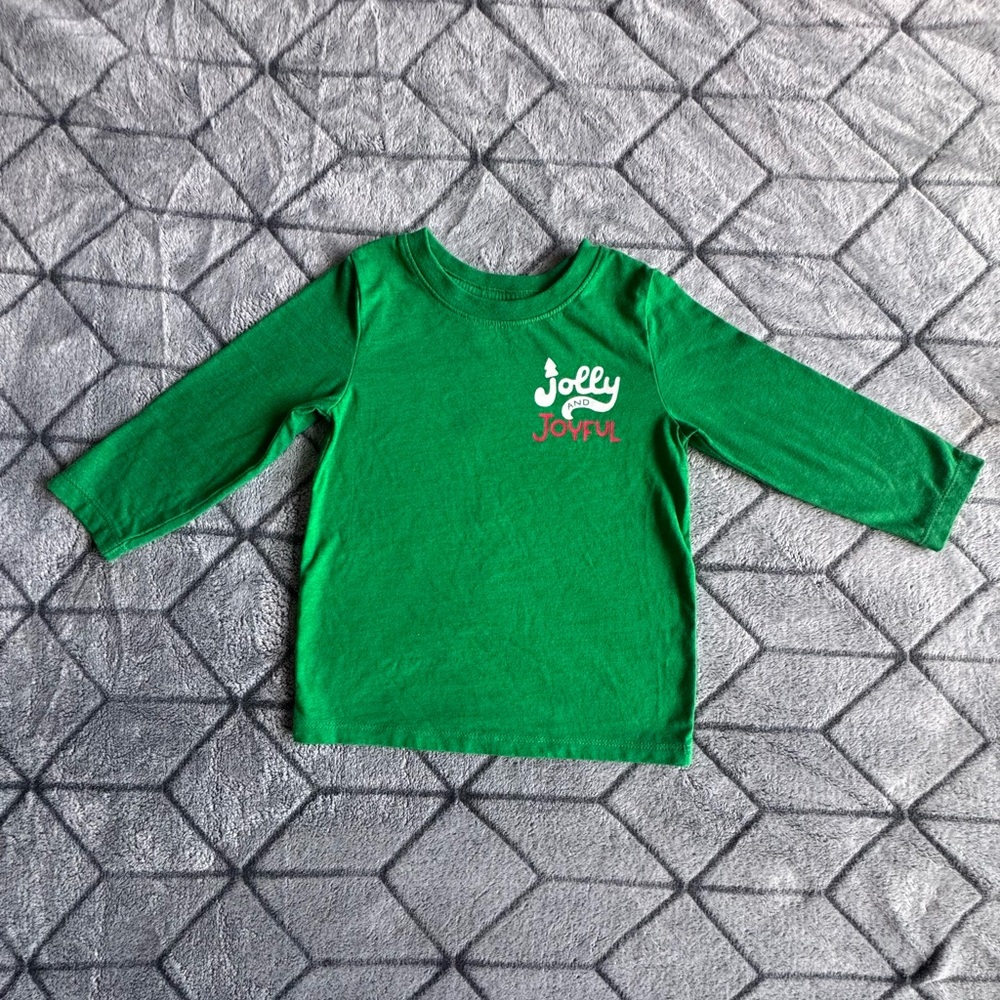 Cat & Jack Green Jolly Joyful Long Sleeve Tee